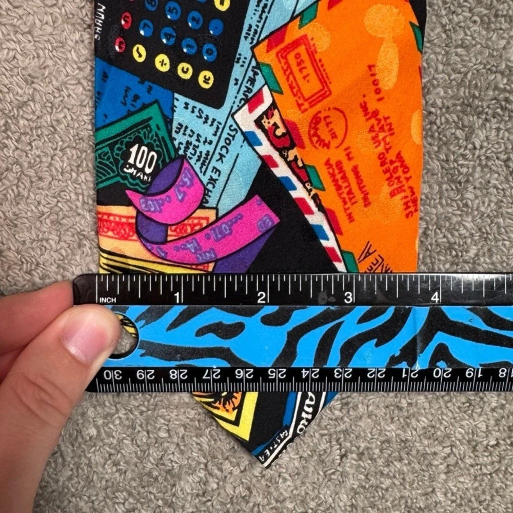 Addiction Vintage Silk Tie Mens Multi Color 90s Retro Cell Phone Calculator 57in